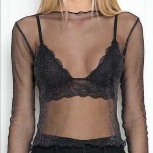 Black Sparkly Mesh long sleeve (Brandy Melville)